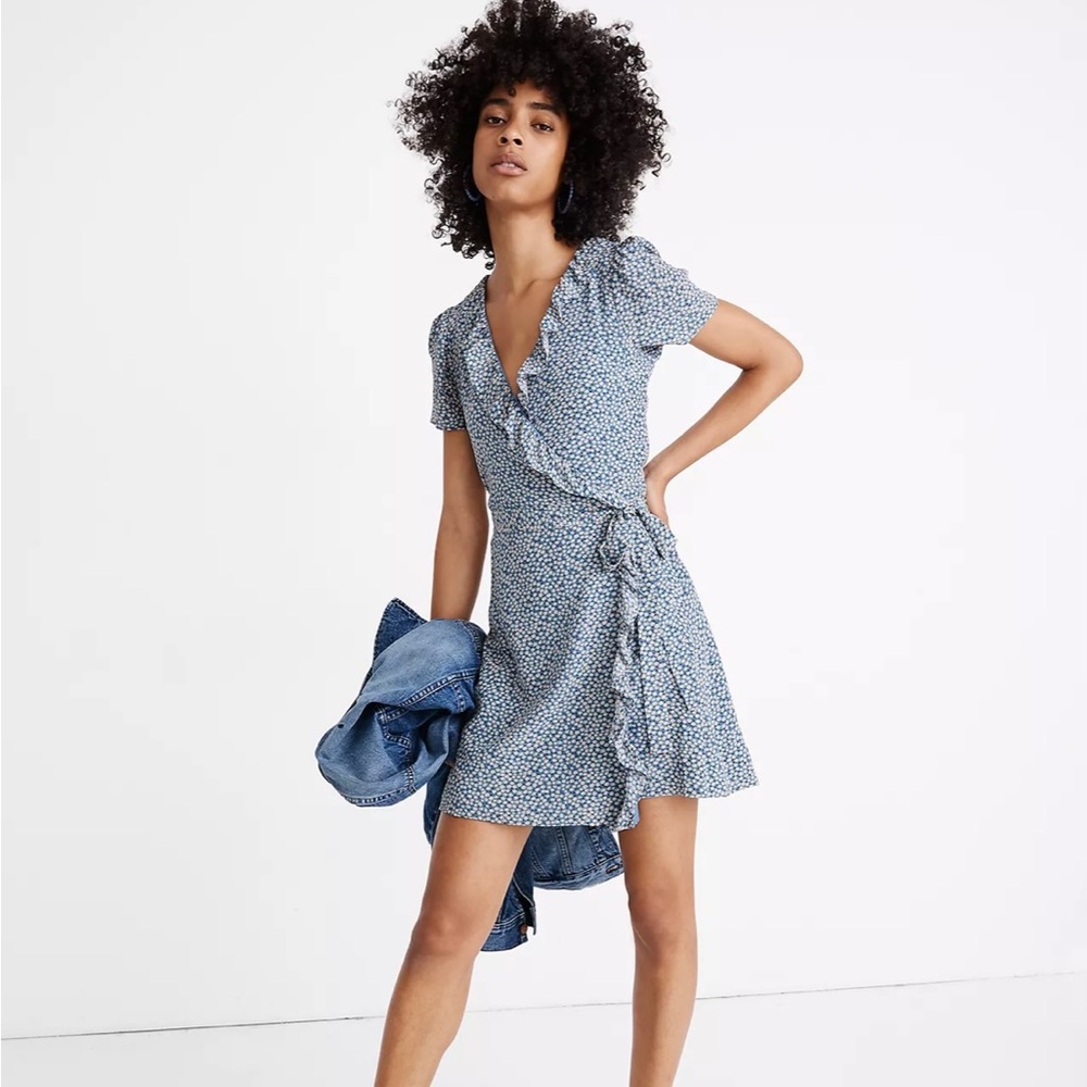 Madewell Silk Ruffle Wrap Dress
